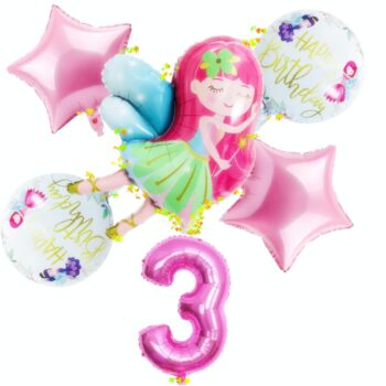BalloonyFly Fairy Godmother,birthday,Princess,Balloons,Girl,Toddler,Supplies,Party,decoration,cake,foil,pink,helium,celebration,stars,doll,angel,magic