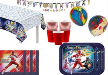 BalloonyFly Power Rangers Birthday Supplies,Party Theme,Girl or Boy Power Rangers Decoration,Table Cover,Napkins,Cups
