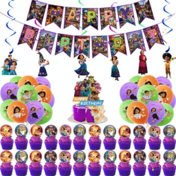 BalloonyFly Encanto,supplies,party,birthday,Mirabel,Madrigal,Luisa,Isabela,Antonio,Decorations,Balloons,helium,banner,cake,celebration,cupcake,topper