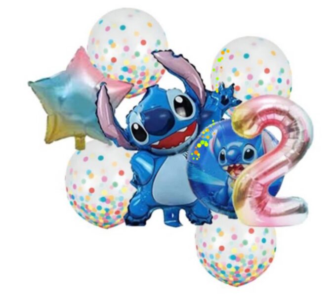 BalloonyFly Stitch,Balloon,foil,blue,multicolor,birthday,supplies,theme,set,party,balloons,costume,outfit,tableware,birthday party,Star,Lilo,decoration