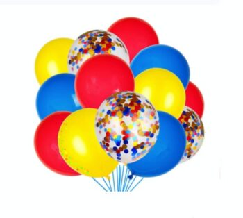 BalloonyFly Latex Balloons,Paw Patrol Inspired Birthday Balloons,Party Theme,Toddler,Boy,Balloons Supplies,Red and Blue,Confetti,Yellow