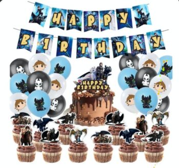 BalloonyFly Toothless dragon,How to train Dragon Birthday Tableware,Balloons,Decoration,Cupcake Topper,Cake topper,Party Supplies,Girl,Boy,ship today