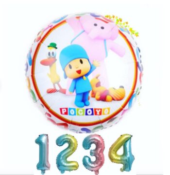 BalloonyFly Pocoyo,Balloons,Birthday,Party,Theme,Decoration,Tableware,Supplies,boys,girls, helium,foil,round,pato,celebration,my first birthday,