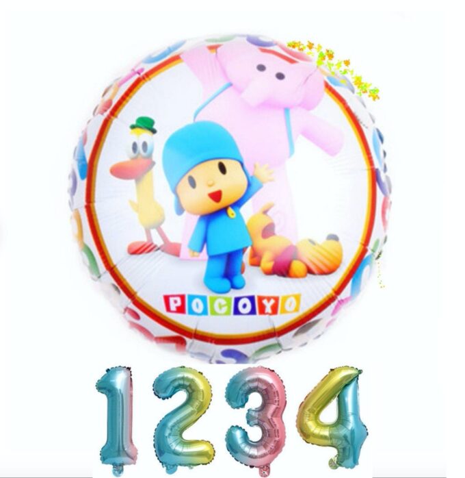 BalloonyFly Pocoyo,Balloons,Birthday,Party,Theme,Decoration,Tableware,Supplies,boys,girls, helium,foil,round,pato,celebration,my first birthday,