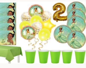 BalloonyFly Tiana Balloons,Princess and the Frog Birthday Party Theme,Decoration,Birthday,Tableware,Gift,Supplies,Cups,Plates,Napkins