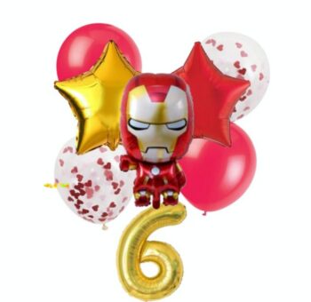 BalloonyFly Iron Man Birthday Party Balloons,Superhero Balloons,Birthday Party Decoration,Boy Birthday Party Theme Ideas