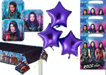 BalloonyFly Descendants Birthday Tableware,Girl Birthday Descendants,Balloons,Tablecloth,Plates,Bags,Party Decoration