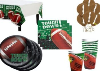 BalloonyFly Football Birthday,Football Celebration,Party Theme,Napkins,Table Cover,Cups,Decoration, games, superbowl, touchdown