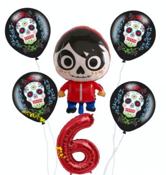 BalloonyFly Coco,miguel,Balloons,Bouquet,supplies,Girl,boy,Birthday,Party,decoration,5 de mayo,mexico,dead,haloween,day of the dead,latex,helium,cake