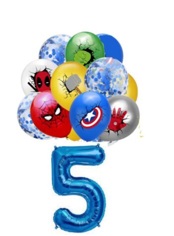 BalloonyFly Superhero Latex Balloons,Birthday Girl or Boy Superhero Characters,Avengers,Captain,Spiderman,Hulk,