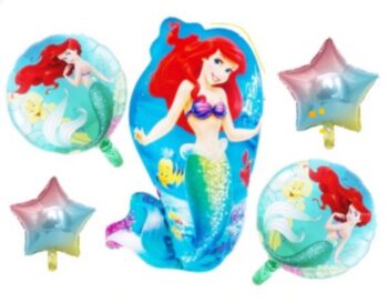 BalloonyFly Little Mermaid,Balloons,Ariel,Decoration,Princess,Birthday,Party,Supplies,Balloons Bouquet,cake,stars,sea,Multicolor,pink,celebration,helium