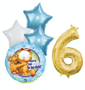 BalloonyFly ship today,Garfield,balloons,birthday,tableware,supplies,decor,decorations,outfit,costume,latex,plastic,blue.gold,white