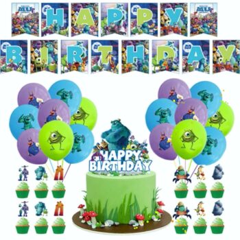BalloonyFly Monsters Inc. 44 pc, Birthday Party, Party Set, Party Theme, supplies, mike wazowski, James P. Sullivan, tableware,decorations