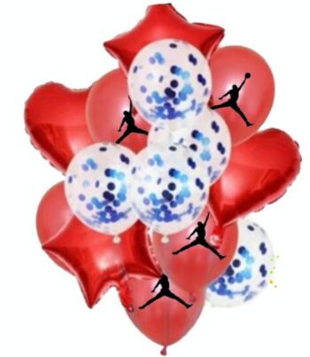 BalloonyFly Jordan Bouquet Balloons,Jordan Basketball Decoration,Red Jordan Balloons,Latex Balloons,Sports Balloons Birthday