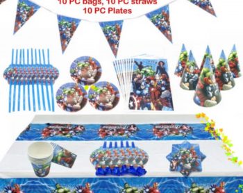 BalloonyFly Avengers,Birthday,Supplies,Party,Decoration,Boy,Plates,Balloons,superheroes,banner,cup,plates,napkins,captain America,cake,spiderman,hulk