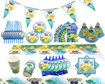 BalloonyFly Pokemon Pikachu Birthday Supplies,Party Decoration,Boy, Pokemon Decoration,Plates,Supplies, Pokemon Balloons