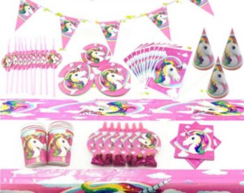 BalloonyFly Unicorn Birthday Supplies,Unicorn Party Decoration,Boy and Girls ,Decoration,Plates,Supplies,Balloons, Unicorn