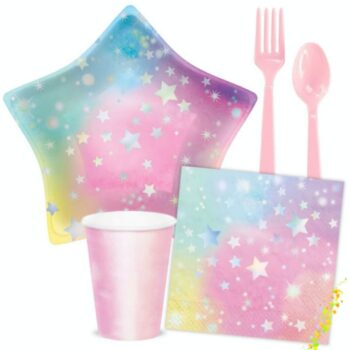 BalloonyFly Stars Birthday,Girl Birthday Tableware,Pink Decoration,Multicolor Decoration,Balloons