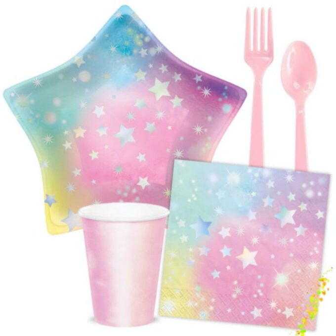 BalloonyFly Stars Birthday,Girl Birthday Tableware,Pink Decoration,Multicolor Decoration,Balloons