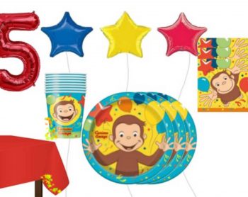BalloonyFly Curious George Party Theme,Miss Elaina,Tableware,Decoration,Balloons,Boy,Girl,Cups,Plates,Ideas,monkey,Supplies