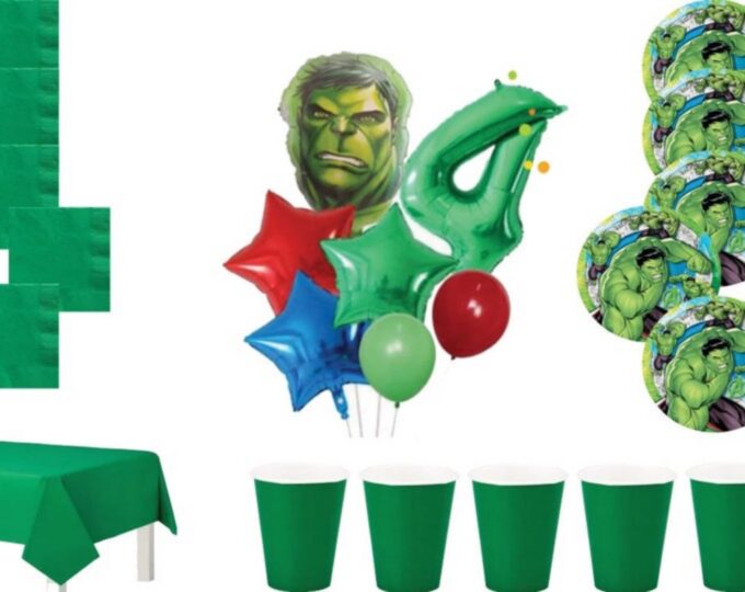 BalloonyFly Hulk,balloons,Avengers,Birthday,Party,Boy,Tableware,Decoration,Cups,Napkins,Supplies,ship today,superheros,green,