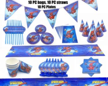 BalloonyFly Spiderman Birthday Supplies,Party Decoration,Boy,Girl,superhero Decoration,Plates,Supplies,Spiderman balloons