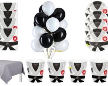 BalloonyFly Karate Birthday Party Supplies,Balloons,Tableware,Sports Birthday Theme,Party Theme,Cups,Plates,Table Cover,Boy Theme