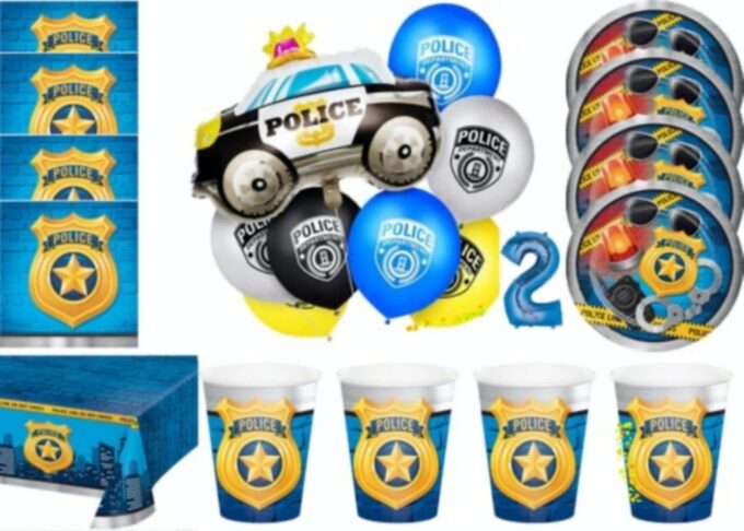 BalloonyFly Police Birthday Party Theme,First Responders Party Birthday Supplies,Cake Smash,Balloons,Decoration,Tableware,Gift,Favors