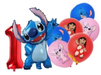 BalloonyFly Lilo and Stitch,Angel Birthday Decoration,Balloons,Birthday Party,Toddler,Girl and Boy,Bouquet Balloons Set,Tableware