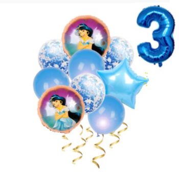 BalloonyFly Jasmine,Princess,Aladdin Birthday,Balloons,Toddler,Girl,Decoration,Party,Supplies,Bouquet,helium,foil, latex,Stars,