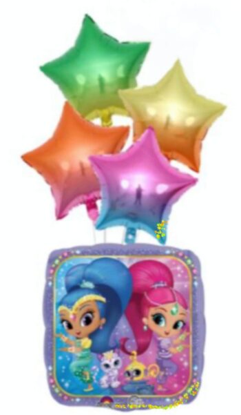 BalloonyFly ship today,Shimmer and Shine,genie,pink,blue,stars,latex,foil,supplies,ombre,multicolor,custom,costume,outfit,birthday,theme,balloon,party