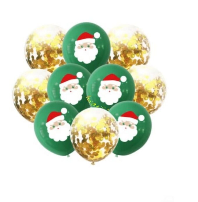 BalloonyFly ship today,Santa Claus Balloons,Christmas Decoration,Party Theme,Birthday,Green Latex Balloons,Holidays,Confetti