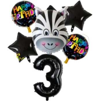 BalloonyFly Zebra,zoo,Birthday,Party,Decoration,Balloons,foil,helium,Boy,Favor,animals,cake,baby,celebration,madagascar,movie,pets,horse,my first, black