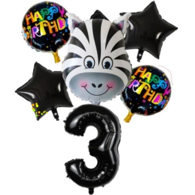 BalloonyFly Zebra,zoo,Birthday,Party,Decoration,Balloons,foil,helium,Boy,Favor,animals,cake,baby,celebration,madagascar,movie,pets,horse,my first, black