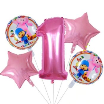 BalloonyFly Pocoyo,Girl,Birthday,balloons,Toddler,Girl,Party,Decoration,pink,celebration, baby,helium,cake,first,year,bouquet,foil,boy,star,foil,cupcake