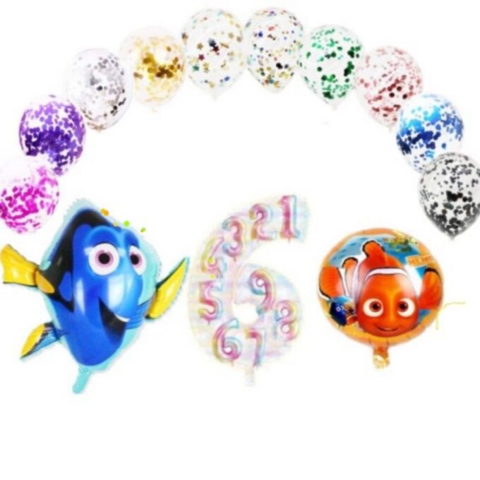 BalloonyFly ship today,Finding Nemo,Finding Dory balloons,Balloons Bouquet,Nemo Birthday Decoration,Dory Birthday Decoration,Nemo Birthday Party