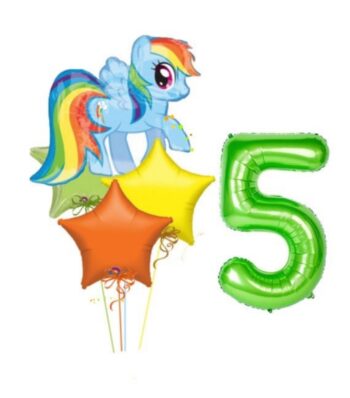 BalloonyFly My little Pony Balloons,Rainbow Dash Balloons Bouquet,Toddler Girl Balloons Decoration,Tableware,Party Supplies,Ideas Birthday
