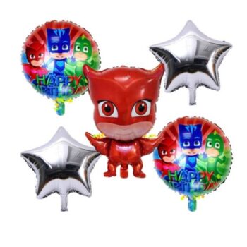 BalloonyFly PJ Mask,red,Balloons,superheros,Birthday,Party,girls,boys,Decoration,kids,mask,foil,them,connor,cake,banner,helium,silvere,star,bouquet