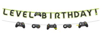 BalloonyFly Level up banner, birthday party banner, party set, party supplies, decoration , happy birthday, gamer party, gamer birthday