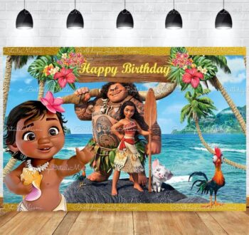BalloonyFly Moana, Disney, banner, happy birthday, birthday, party, balloons, bouquet, foil, latex, star balloons, Hawaii, tableware, supplies theme,set