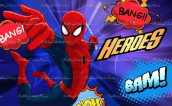 BalloonyFly Spiderman, Marvel, banner, happy birthday, birthday, party, balloons, bouquet, foil, latex, Peter Parker, tableware, supplies theme,set