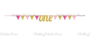 BalloonyFly Pink and Gold Banner ship today, banners, birthday, tableware, birthday party, decorations, gift,supplies,cups,spoons,forks,party supplies
