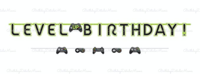 BalloonyFly Gaming Banner, Banner, Birthday, Gaming Party, Gaming Birthday Party, supplies, party, tableware, latex, foil, balloons, bouquet, set