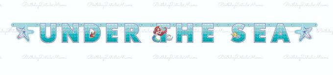 BalloonyFly Under The Sea, Little mermaid, banner, bouquet, Ariel, princess, queen, latex, foil, balloons, tableware, supplies, Disney, girl, birthday
