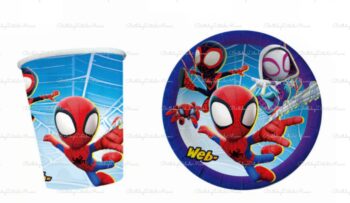 BalloonyFly Spiderman, Marvel, banner, happy birthday, birthday, party, balloons,bouquet, foil, latex,Peter Parker, tableware,supplies theme,cups,plates