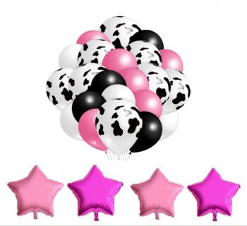 BalloonyFly Pink Cow Zoo birthday, Toddler Girl Pink Zoo Animals,Stars with Pink balloons,Zoo theme,Cowgirl,Toy Story,Outfit,