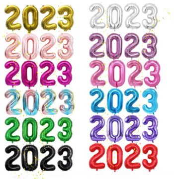 BalloonyFly Ship Today,32 inches New Eve Big Numbers,2023 Balloons Numbers,New Year Eve,2023 Class Graduation,Red,Gold,Multicolor,Purple,Pink,Silver