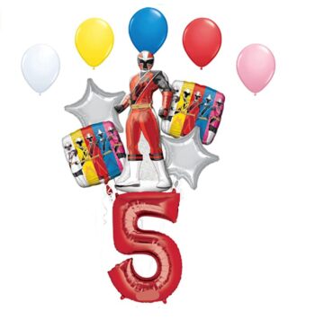 BalloonyFly Hasbro 42' BIG Ninja Steel Balloon Bouquet,Power Rangers Balloons Bouquet,Birthday Theme,Party Theme,Favors,Decoration