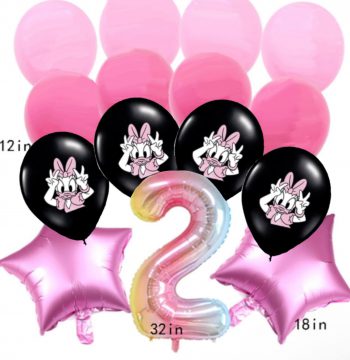 BalloonyFly Daisy Duck Balloons,Birthday Daisy Pink Decoration,Latex Balloons,Party Theme,Lavender,Multicolor Toddler Decoration,Minnie,Disney Trip,Gift