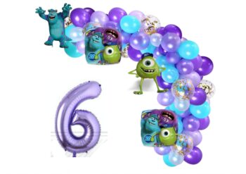 BalloonyFly Fast Shipping,Monster University,Varsity,Monster Inc,Mike Sully Boo,Mike Wasowski,Balloons Bouquet 115 pieces,Birthday Party decoration